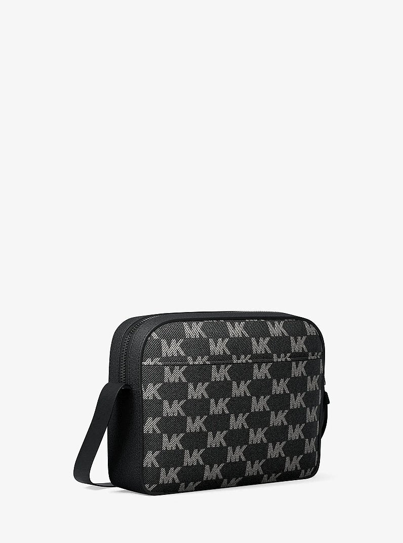 Michael Kors Cooper Logo Jacquard Denim Flight Bag Black Wash