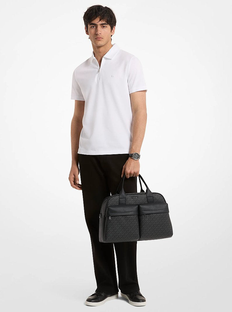 Michael Kors Pacey Medium Signature Logo Bowling Bag Black