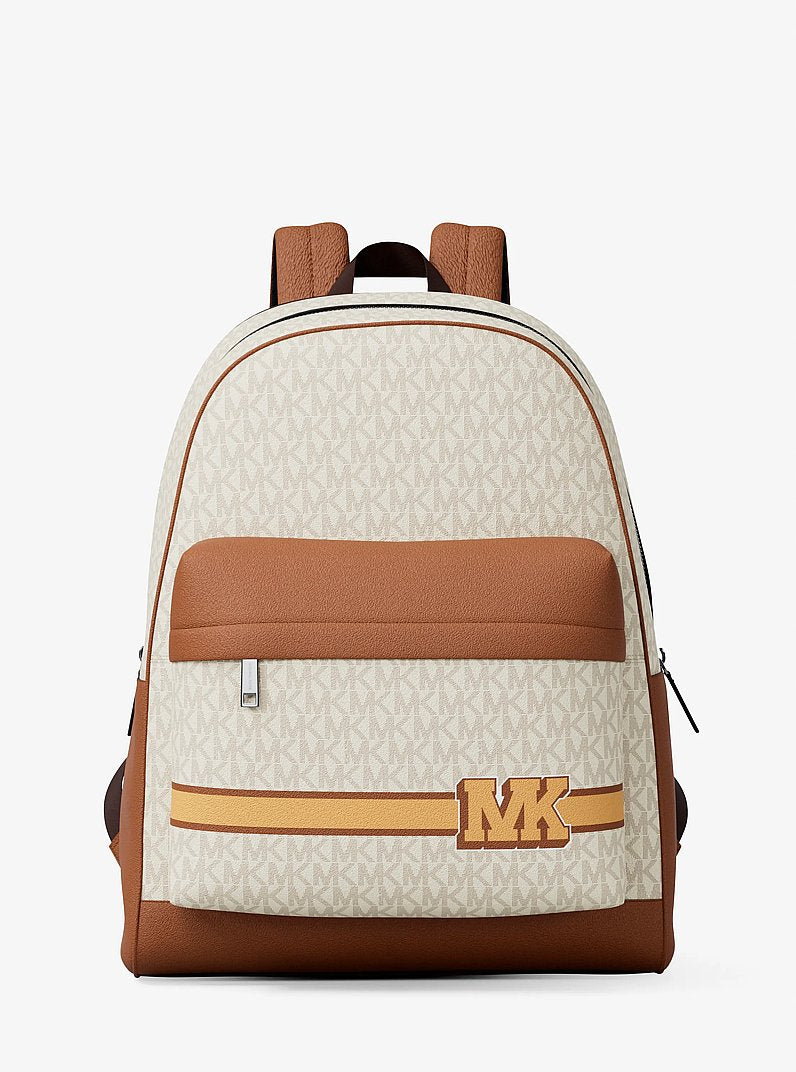 Michael Kors Pacey Embellished Striped Signature Logo Backpack Vanilla Combo