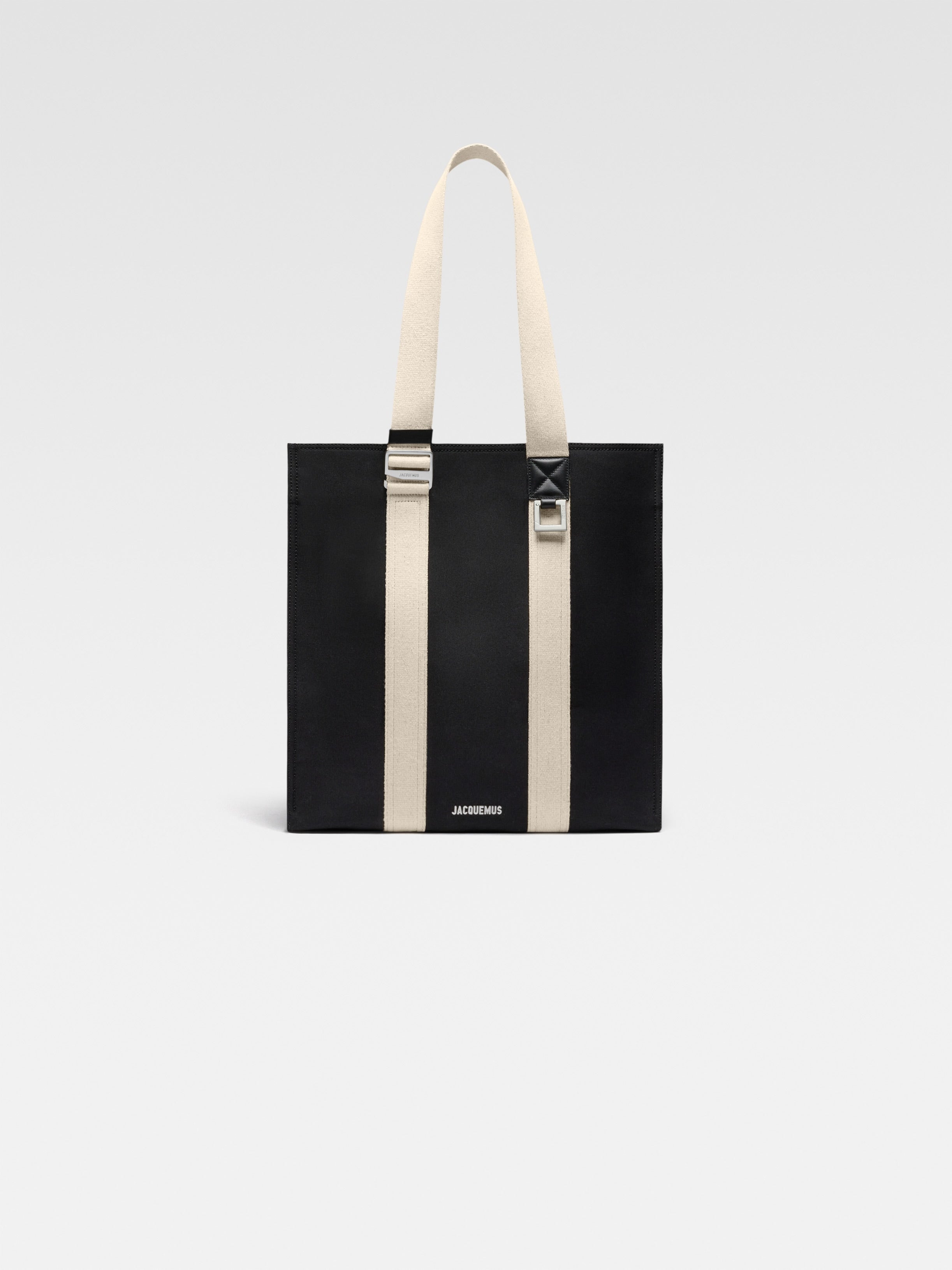 Jacquemus The Cuerda Shopper Bag Cotton Canvas And Leather Tote Bag Black