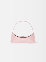 Jacquemus The Ovalo Clutch Shoulder Bag In Glazed Leather Pale Pink