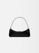 Jacquemus The Ovalo Clutch Shoulder Bag In Glazed Leather Black