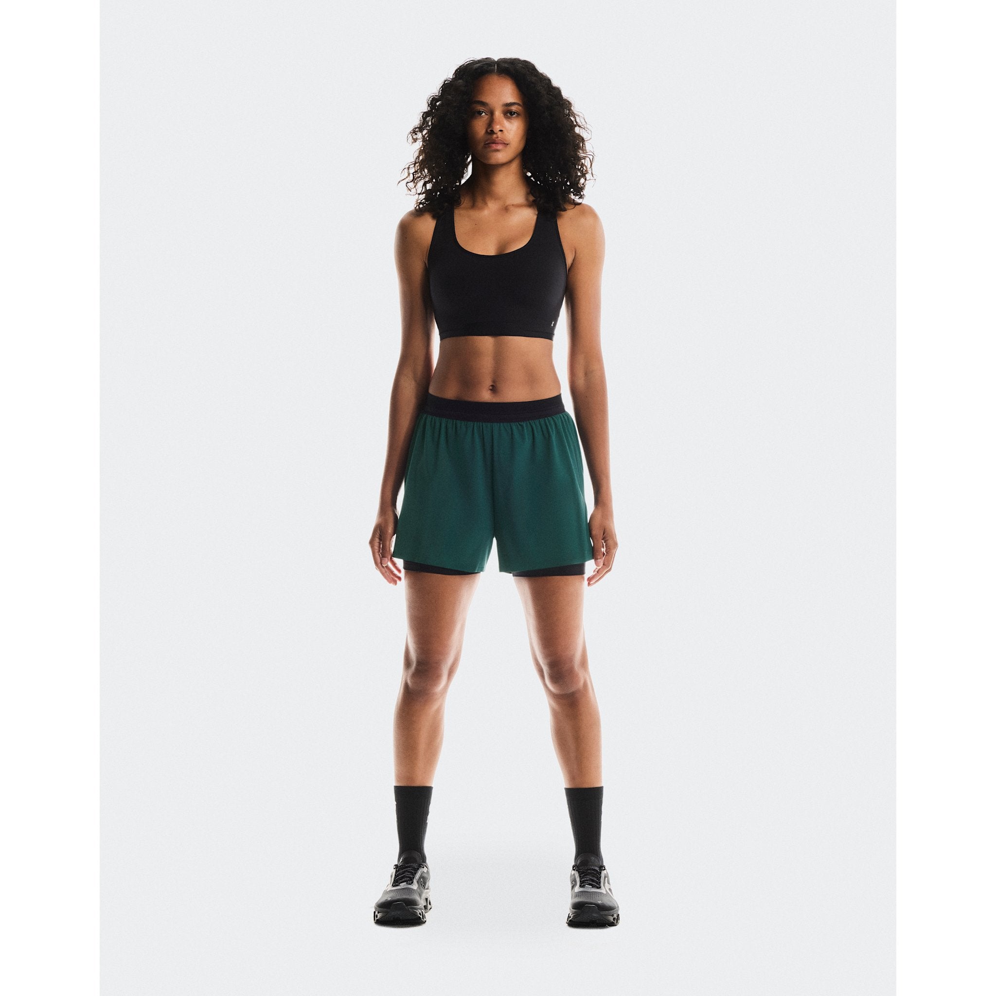 On 3" Performance 2/1 Shorts Spirulina | Black