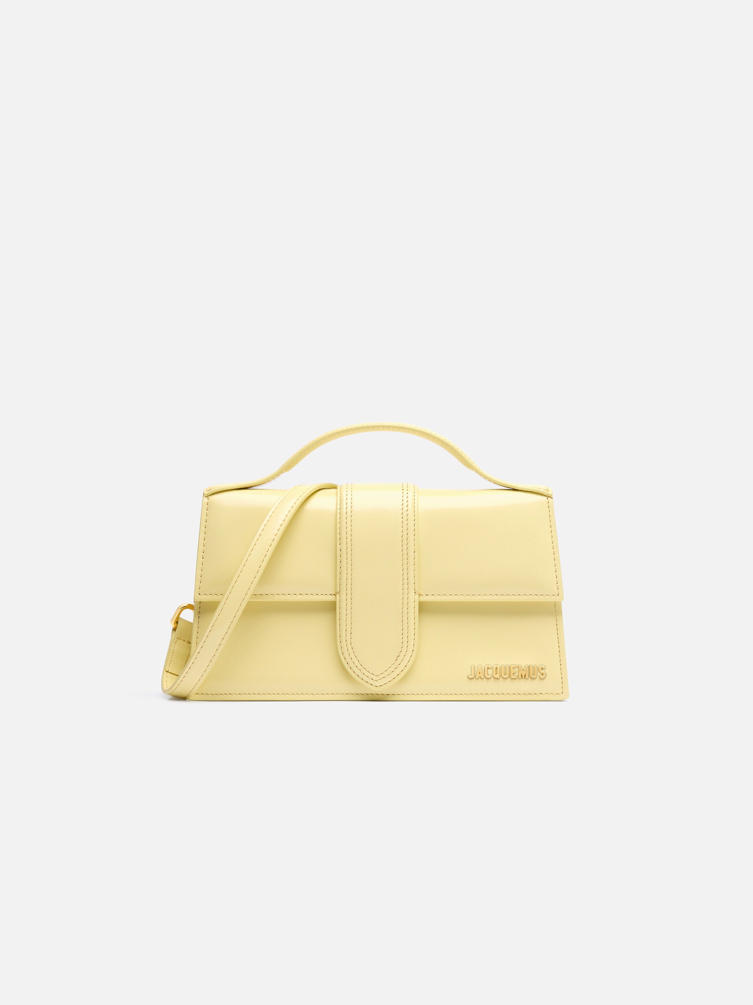 Jacquemus The Large Bambino Glazed Leather Structured Bag Pale Yellow