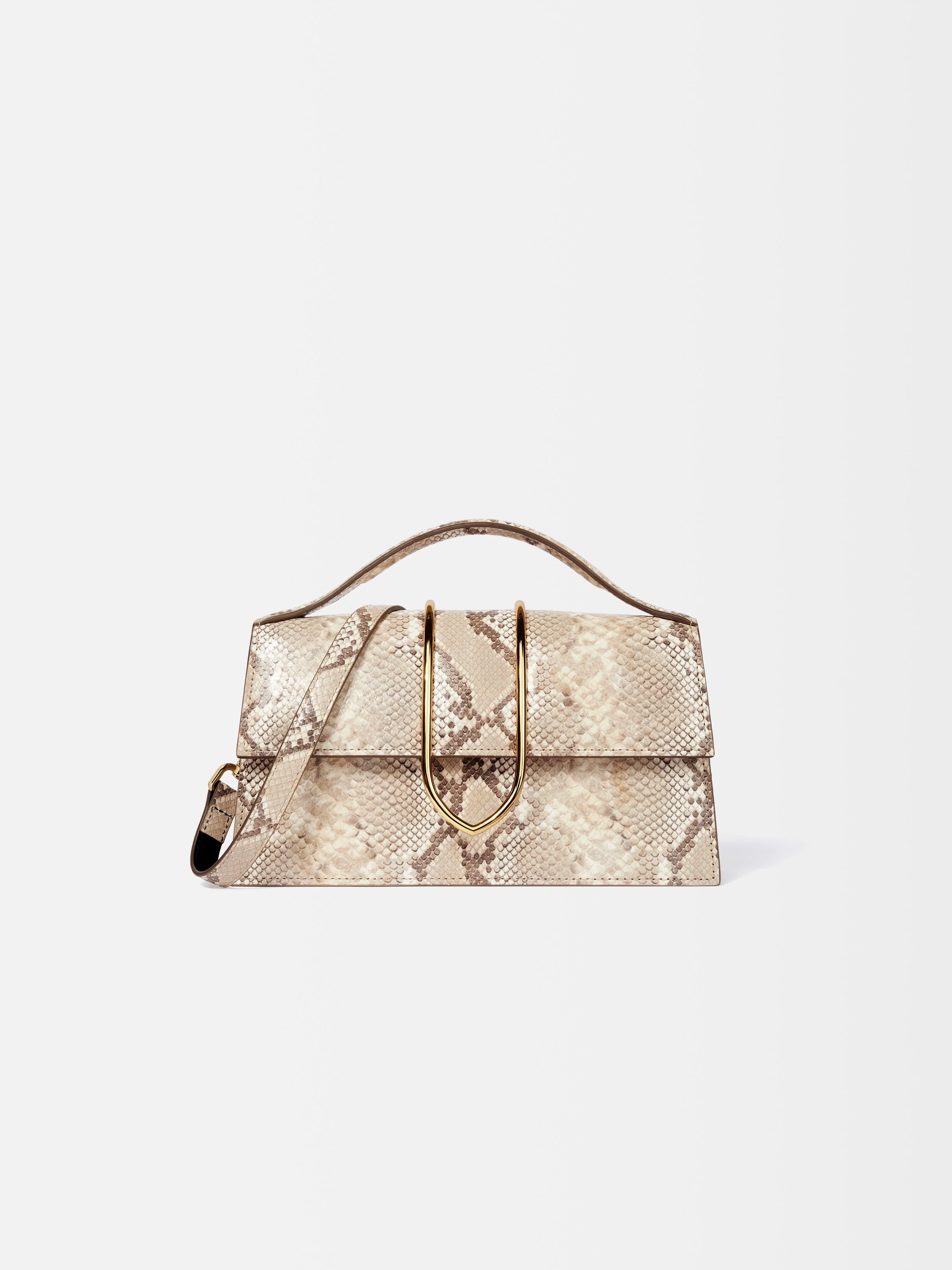Jacquemus The Large Bambino Structured Shoulder Bag In Python-Embossed Goatskin Leather Beige