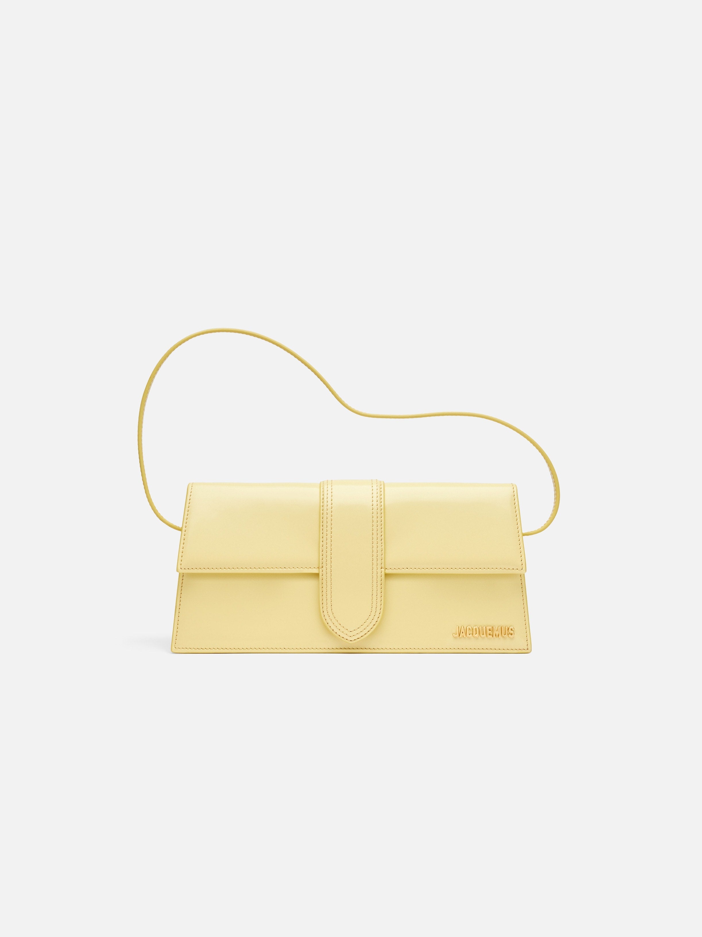 Jacquemus The Long Bambino Glazed Leather Structured Shoulder Bag Pale Yellow