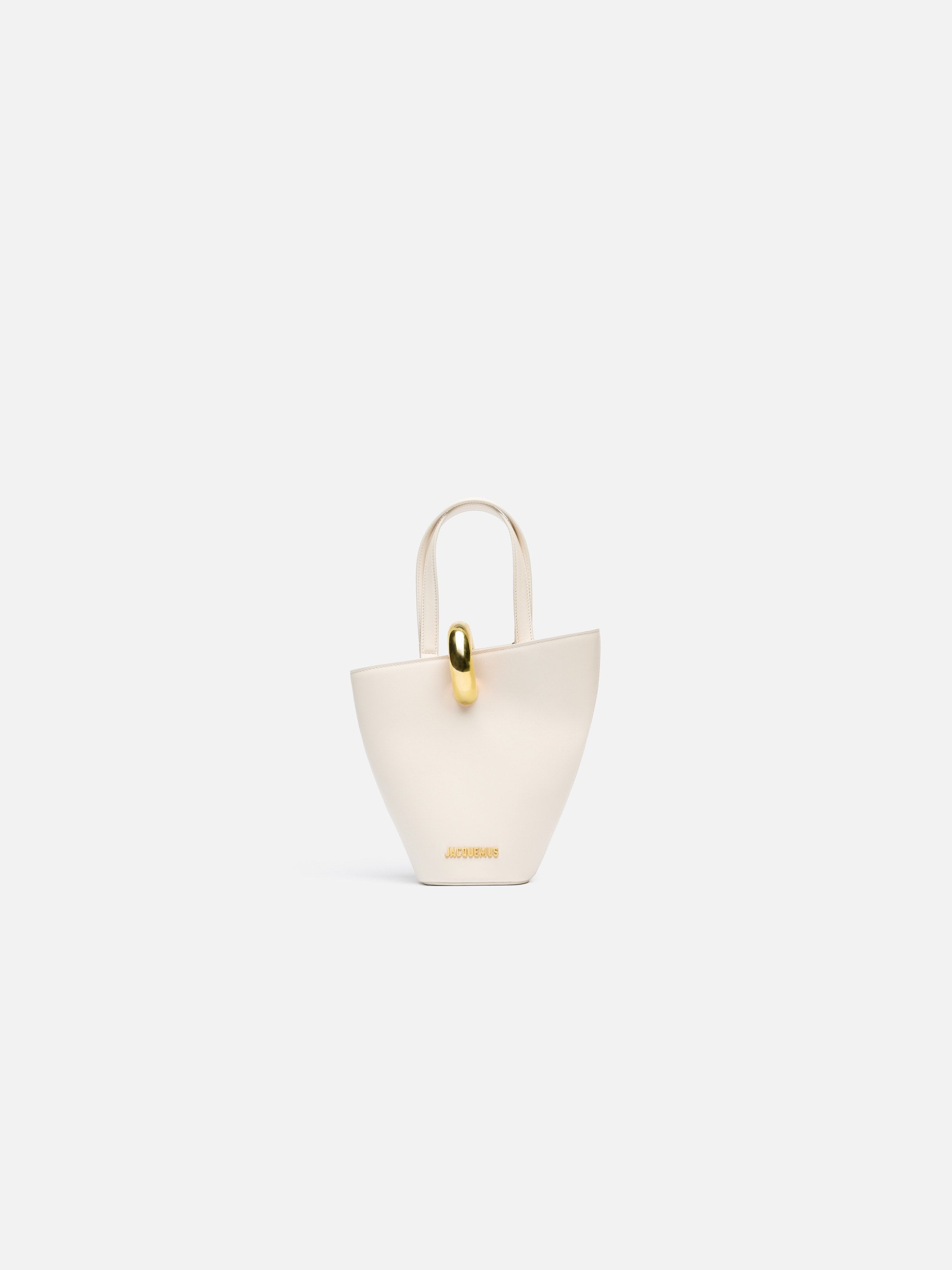 Jacquemus The Small Bambola Asymmetric Mini Bucket Bag Light Ivory