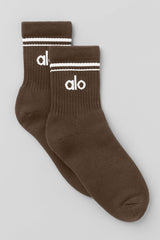 Alo Yoga Unisex Half-Crew Throwback Sock - Espresso/White