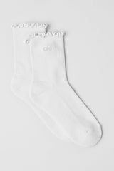 Alo Yoga Women's Lettuce Edge Sock - White