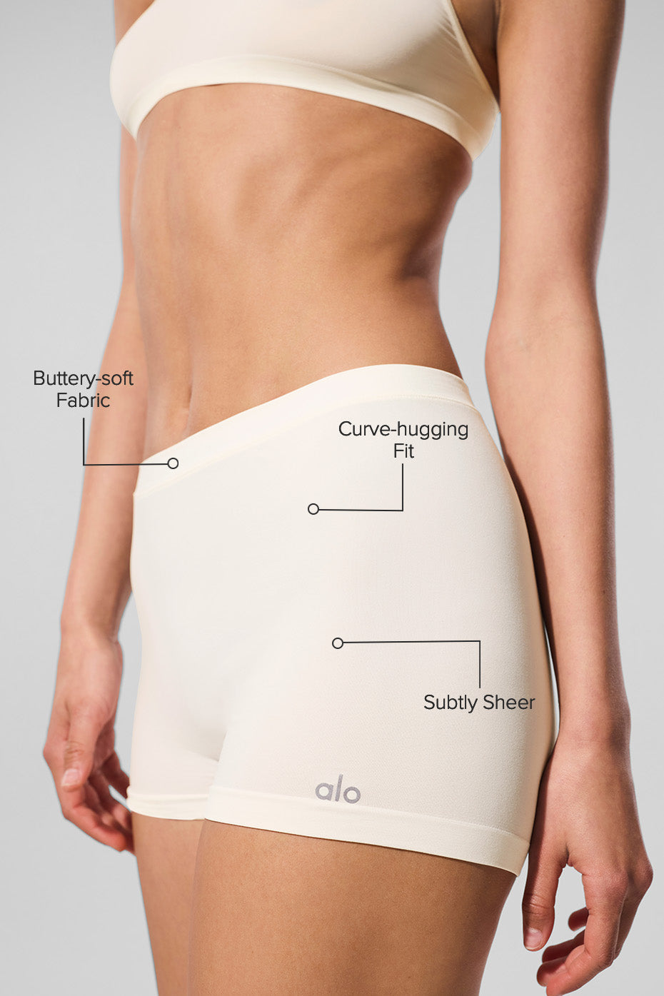 Alo Yoga Sheer Glow Boyshort - Ivory