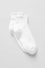Alo Yoga Quarter Crew Street Sock - White