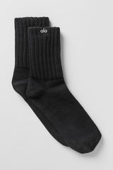 Alo Yoga Unisex Half-Crew Scrunch Sock - Black