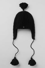 Alo Yoga Cable Knit Winter Bliss Earflap Beanie - Black