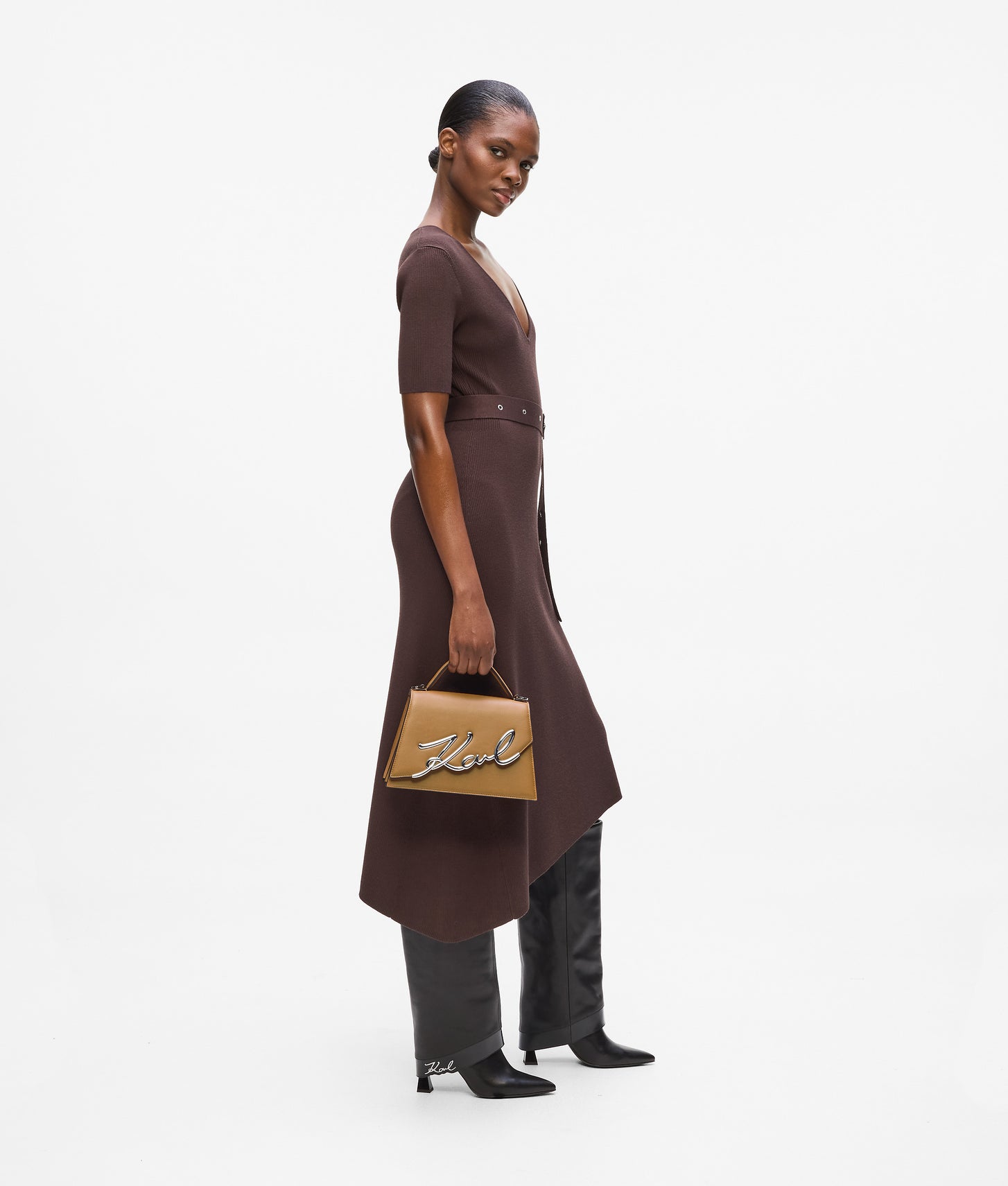 KarlLagerfeld Ksignature Medium Crossbody Bag Caramel