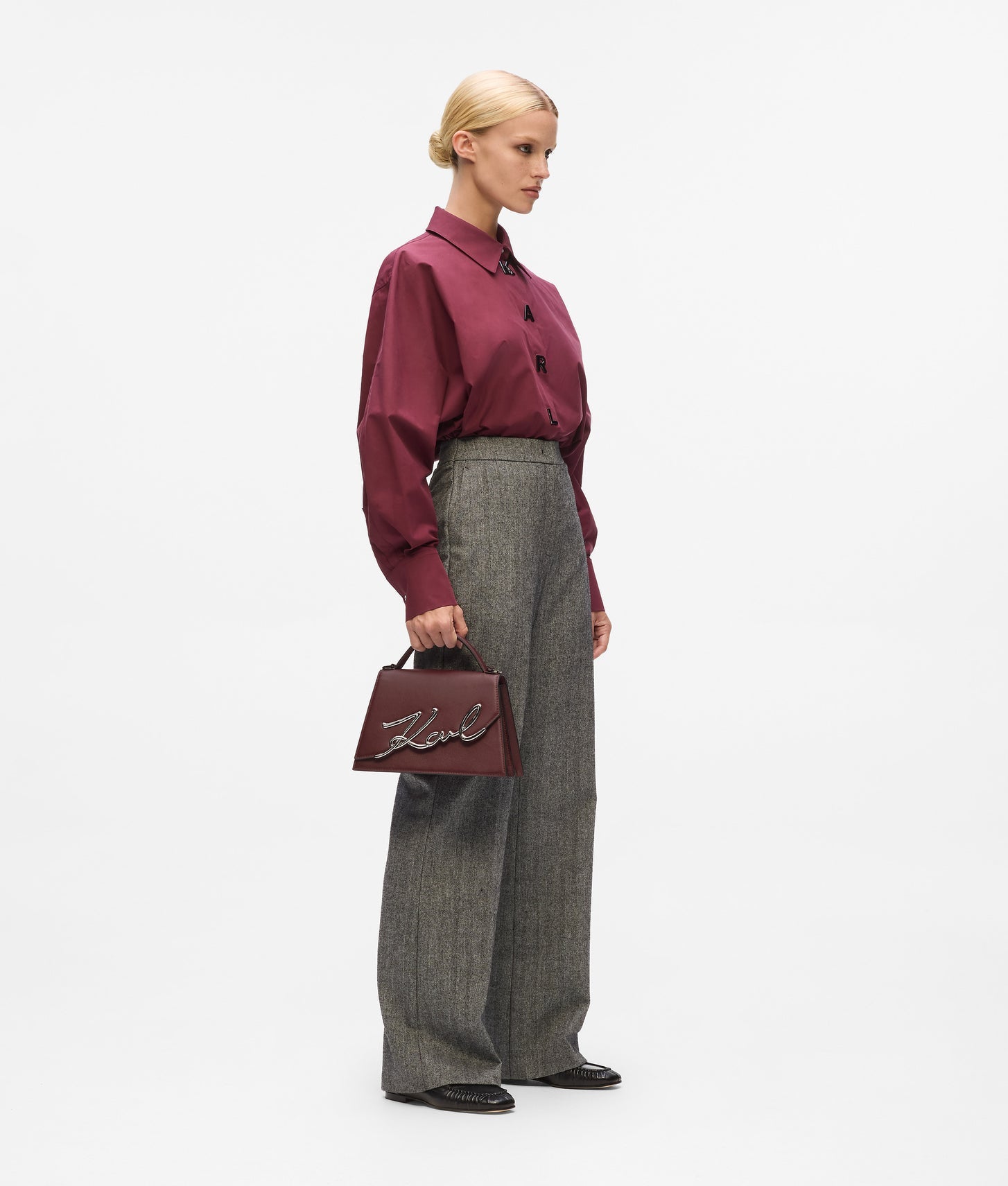 KarlLagerfeld Ksignature Medium Crossbody Bag Windsor Wine