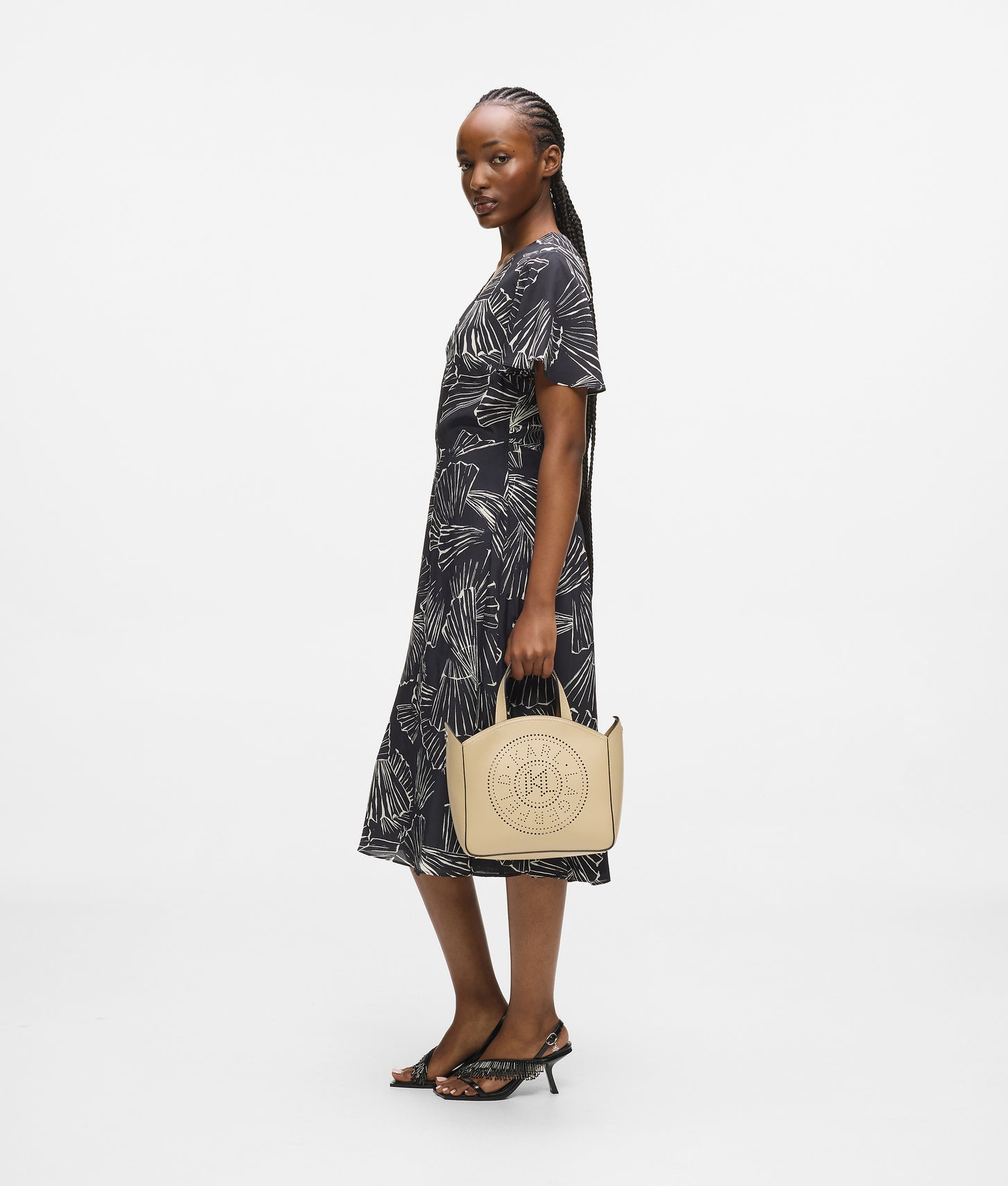 KarlLagerfeld Kcircle Perforated Small Tote Bag Safari