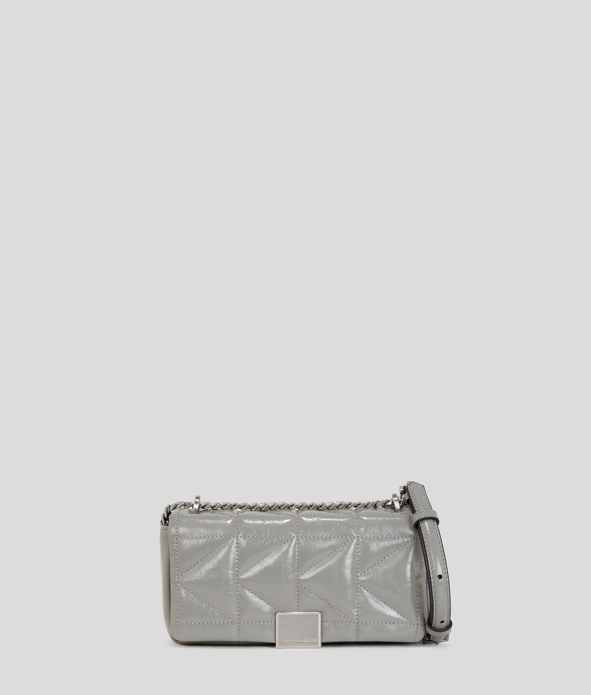 KarlLagerfeld Kkuilt Shiny Small Crossbody Bag Cloud Grey