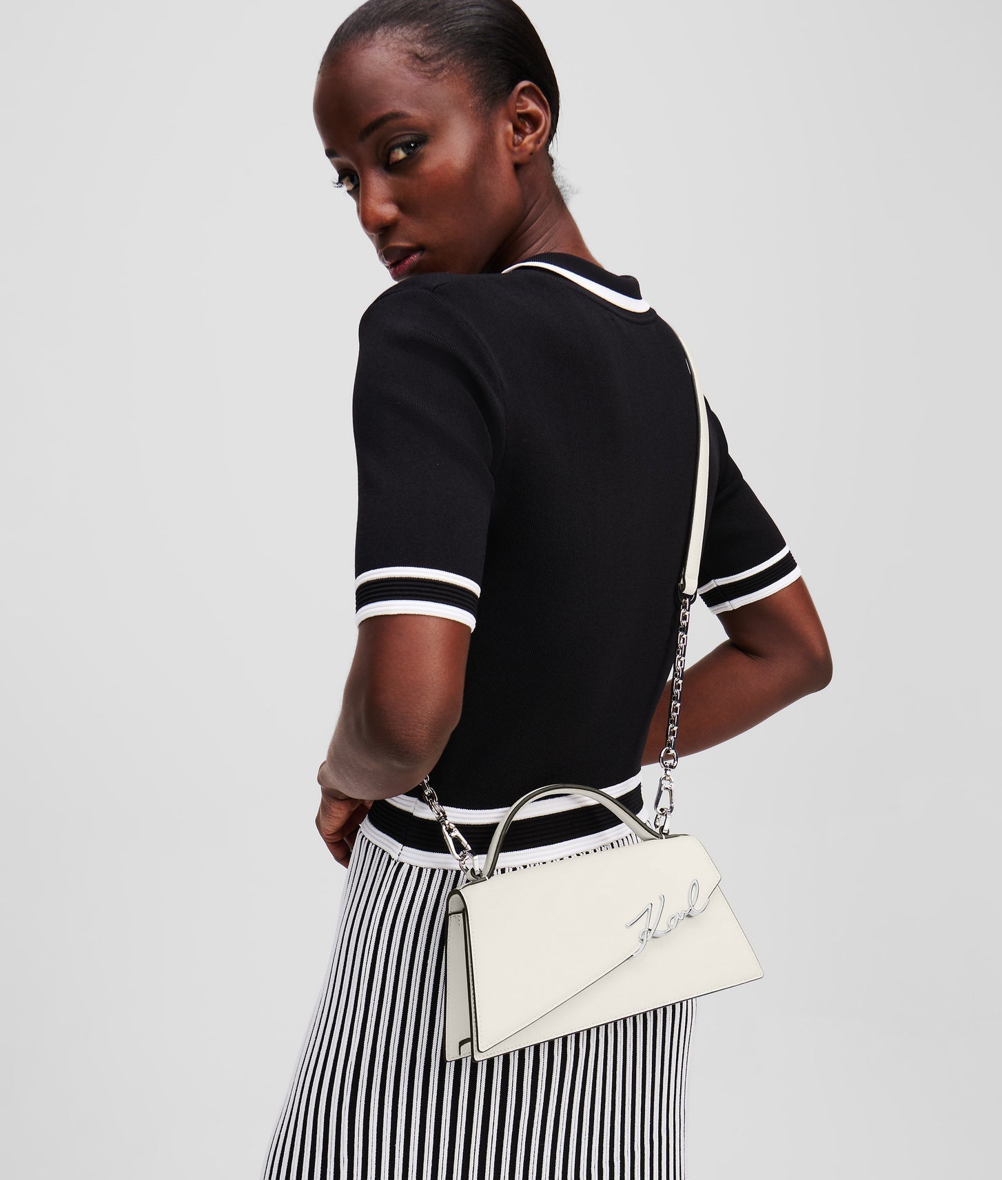 KarlLagerfeld Ksignature Slim Crossbody Bag Off White