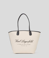KarlLagerfeld Hotel Karl Medium Canvas Tote Bag Natural/Black