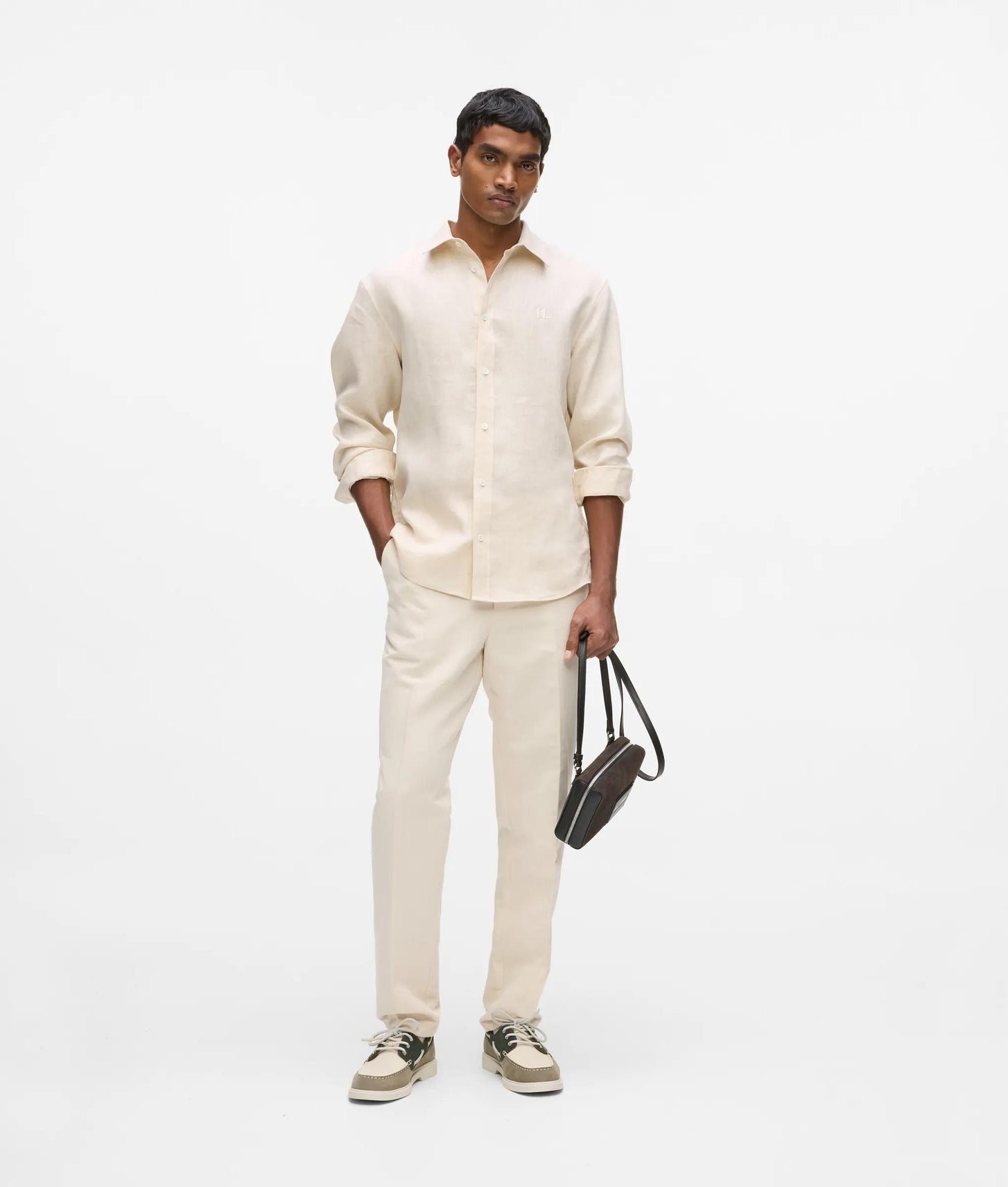 Karl Lagerfeld Monogram Linen Shirt Natural