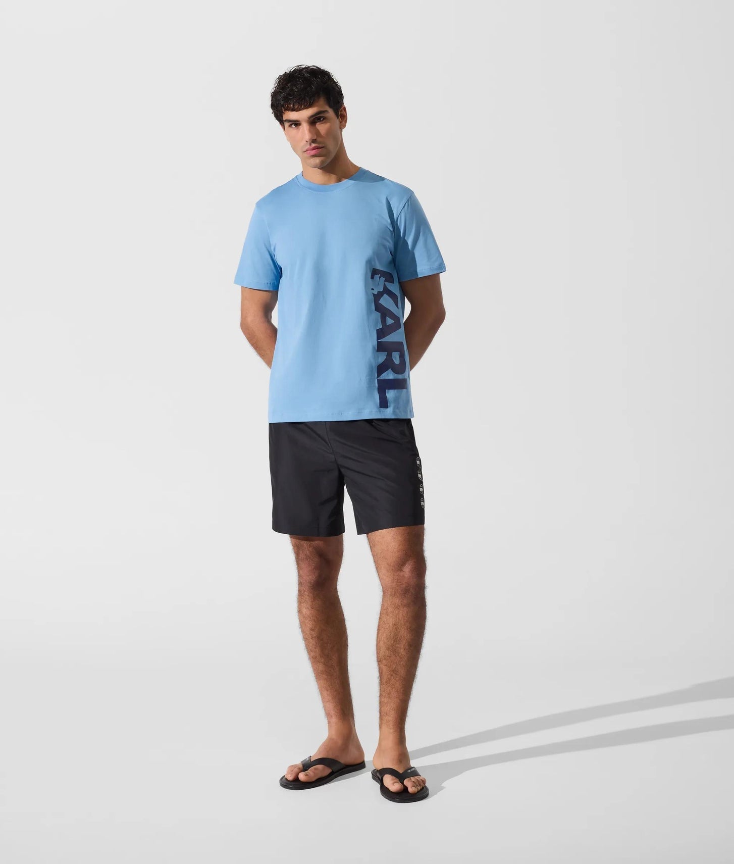 Karl Lagerfeld Logo Beach T-Shirt Silver Lake Blue