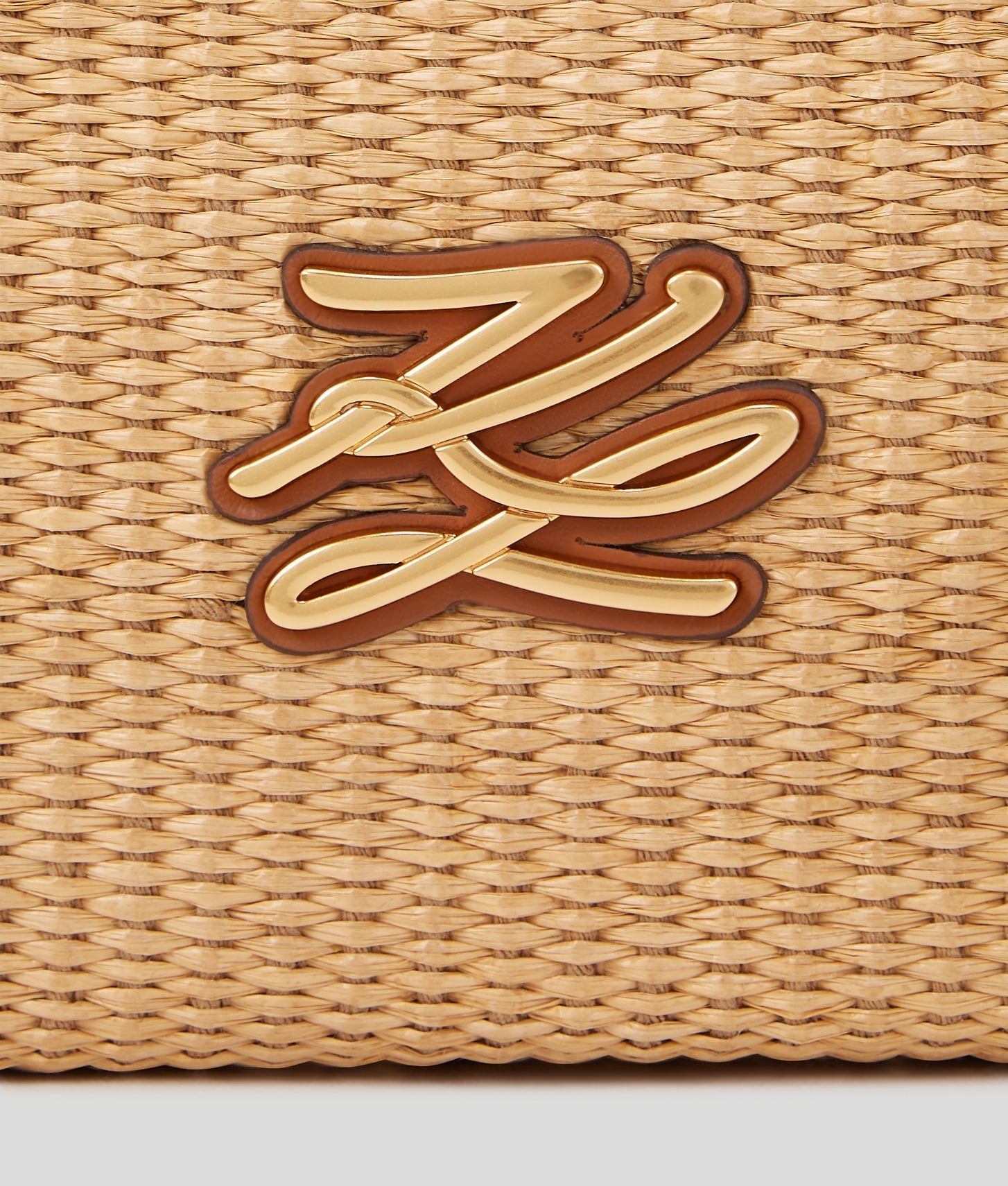 KarlLagerfeld Kautograph Woven Medium Bucket Bag Natural-Tan