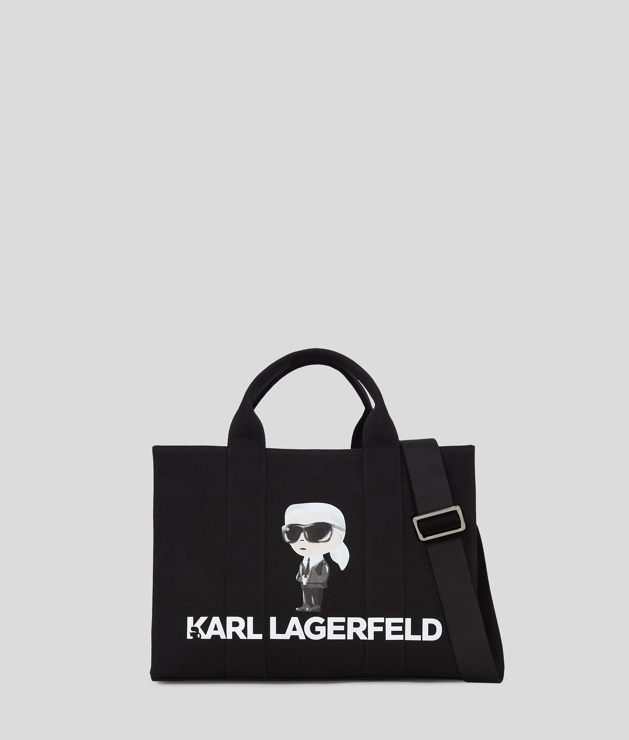 KarlLagerfeld Ikon Aquarelle Canvas Tote Bag Black