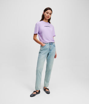 KarlLagerfeld Metal Logo Denim Camera Bag Bright Blue Marble