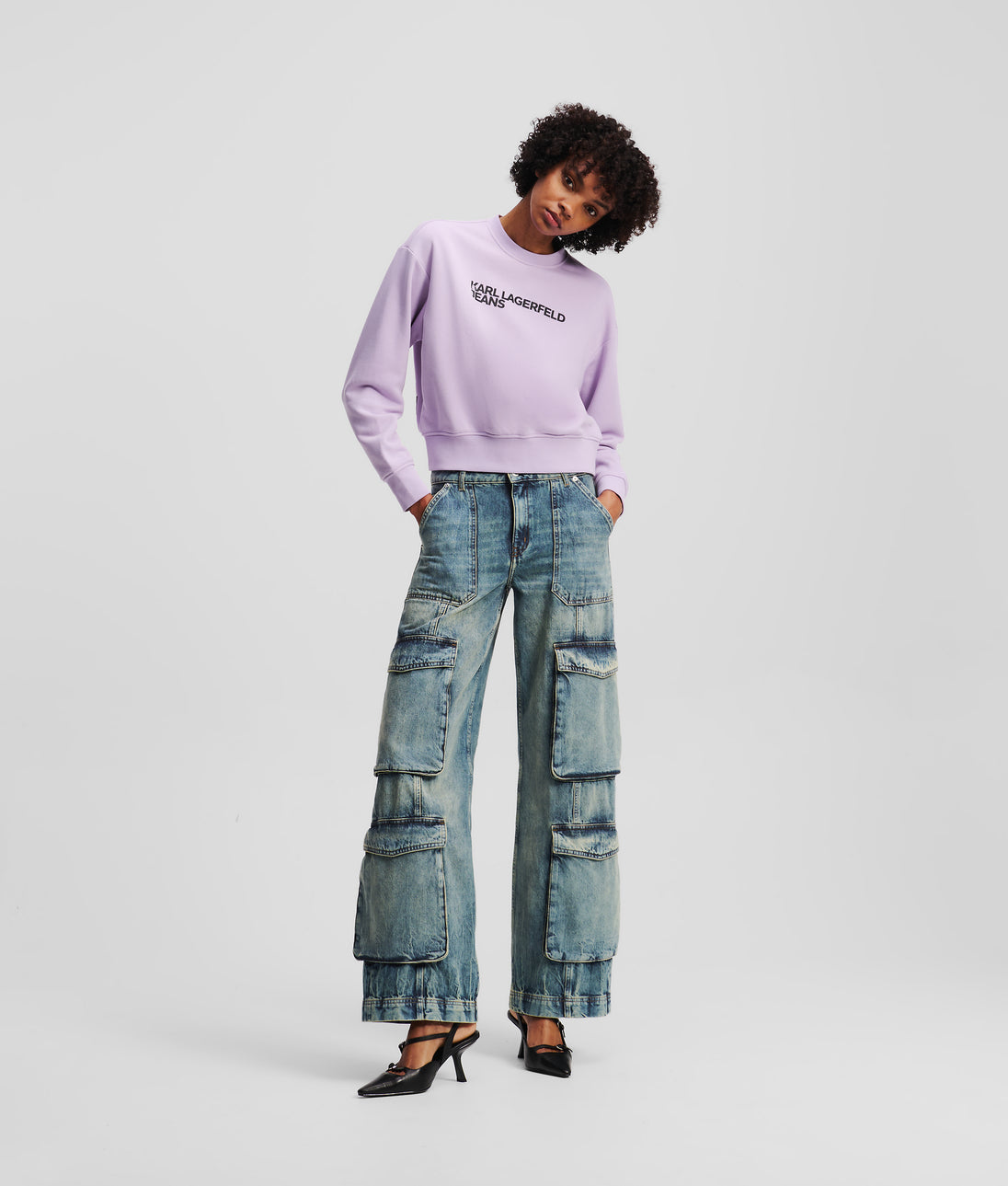 KarlLagerfeld Klj Box Logo Half-Moon Shoulder Bag Lavendula