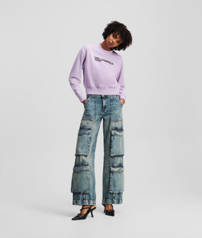 KarlLagerfeld Klj Box Logo Half-Moon Shoulder Bag Lavendula