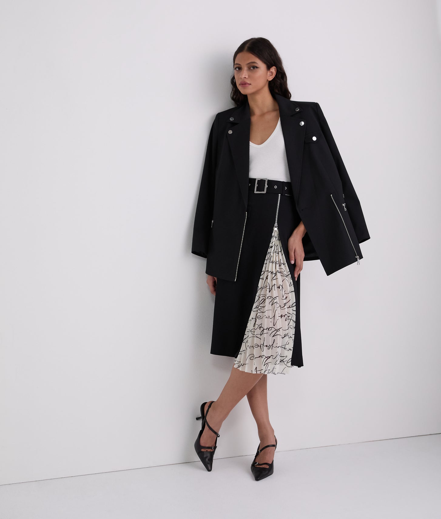 Karl Lagerfeld Pleat Detail Skirt Black