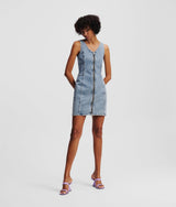 Karl Lagerfeld V-Neck Denim Dress Vintage Light Blue