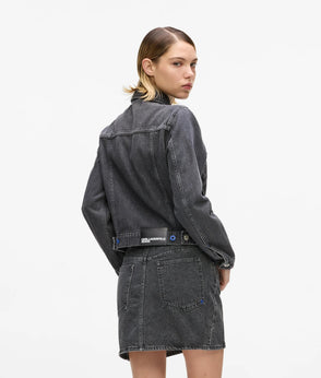 Karl Lagerfeld Denim Lace-Up Mini Skirt Washed Black