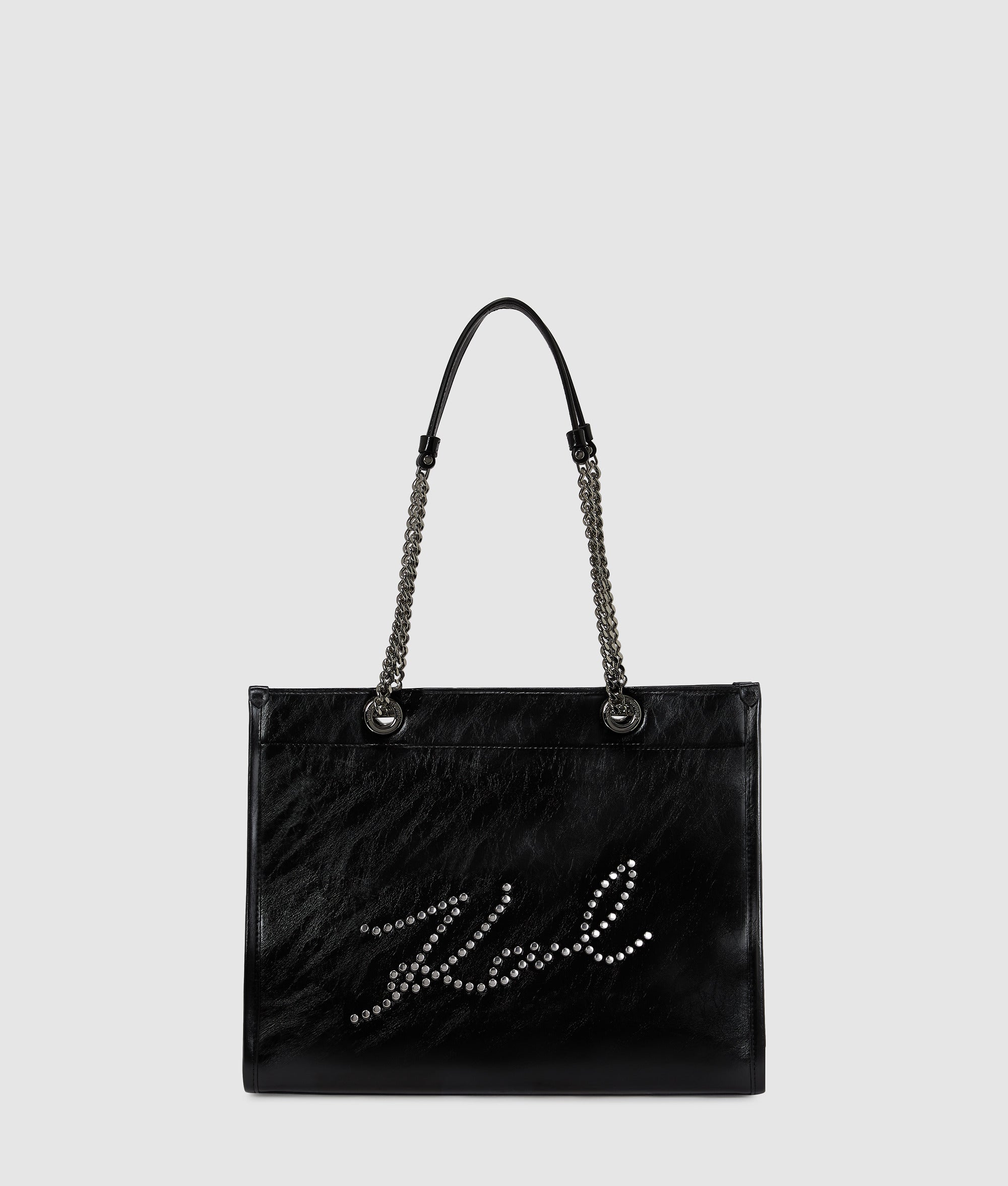 KarlLagerfeld Kskuare Medium Studded Tote Bag Black-Nickel
