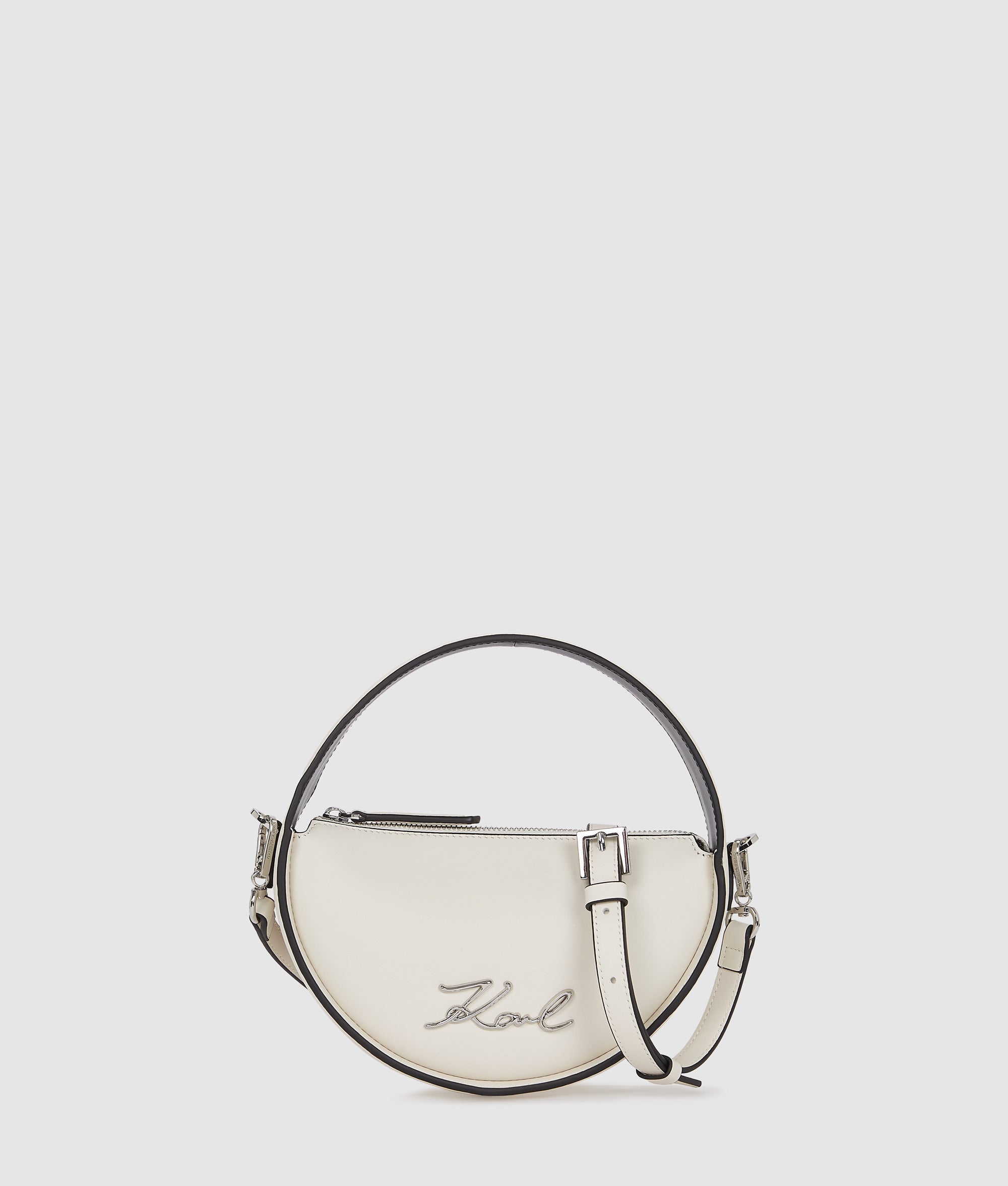 KarlLagerfeld Ksignature Round Crossbody Bag Off White