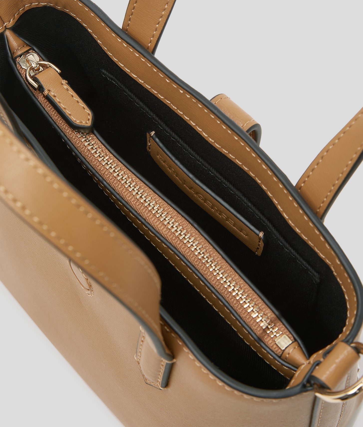 KarlLagerfeld Kautograph Padlock Mini Tote Bag Caramel