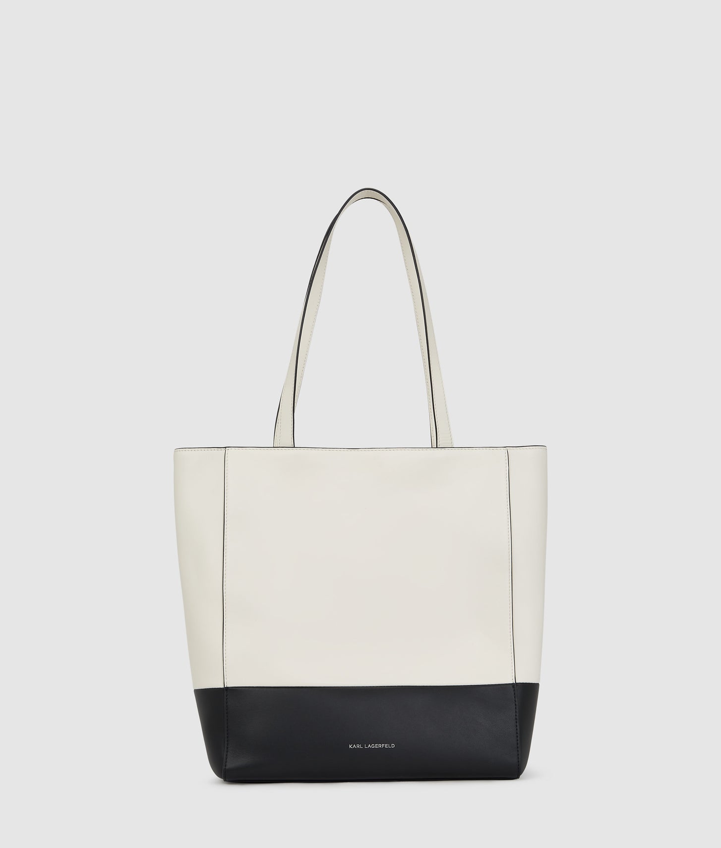 KarlLagerfeld Ikon K Medium Leather Tote Bag White/Black