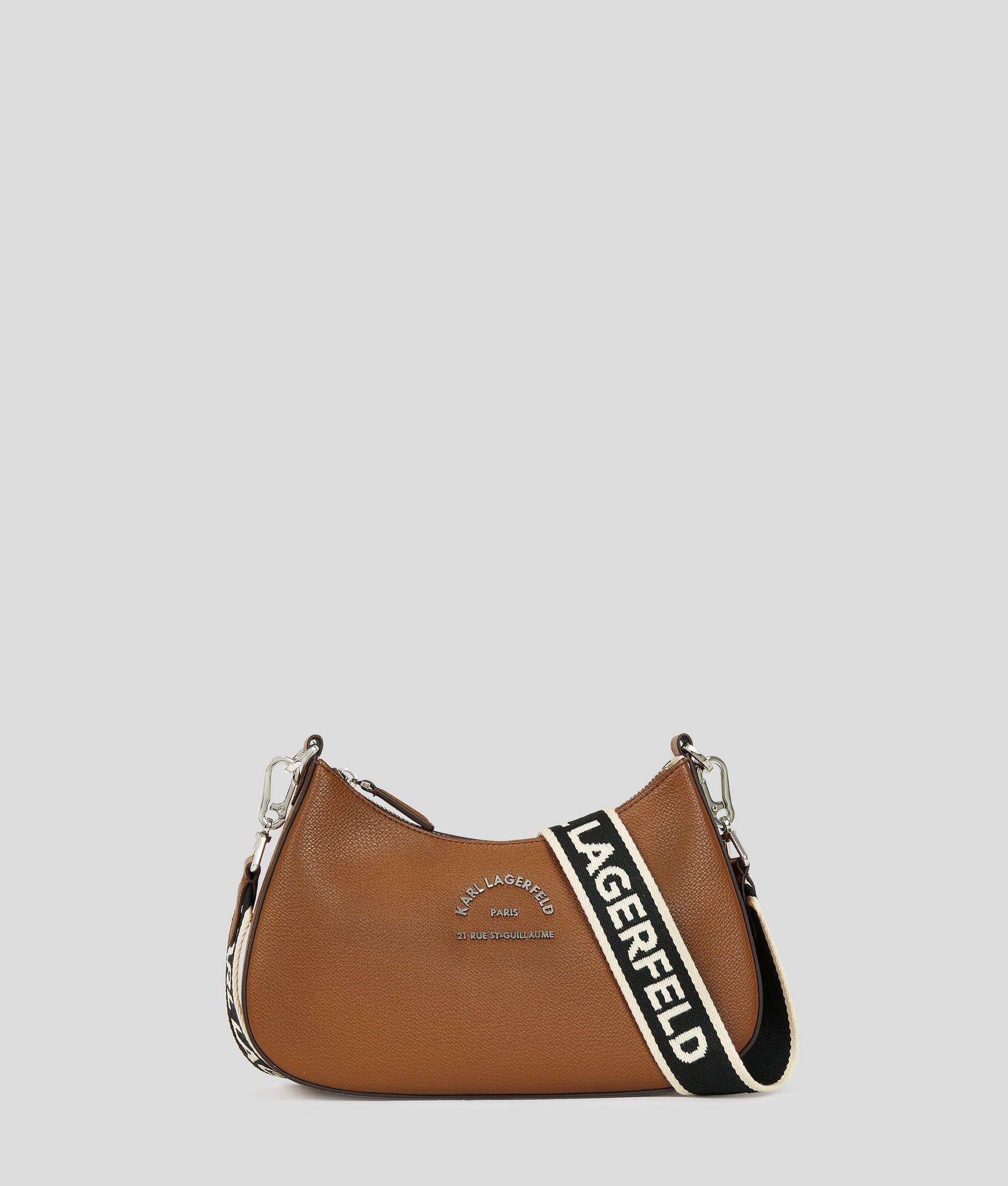 KarlLagerfeld Rue St-Guillaume Metal Shoulder Bag Dark Tan