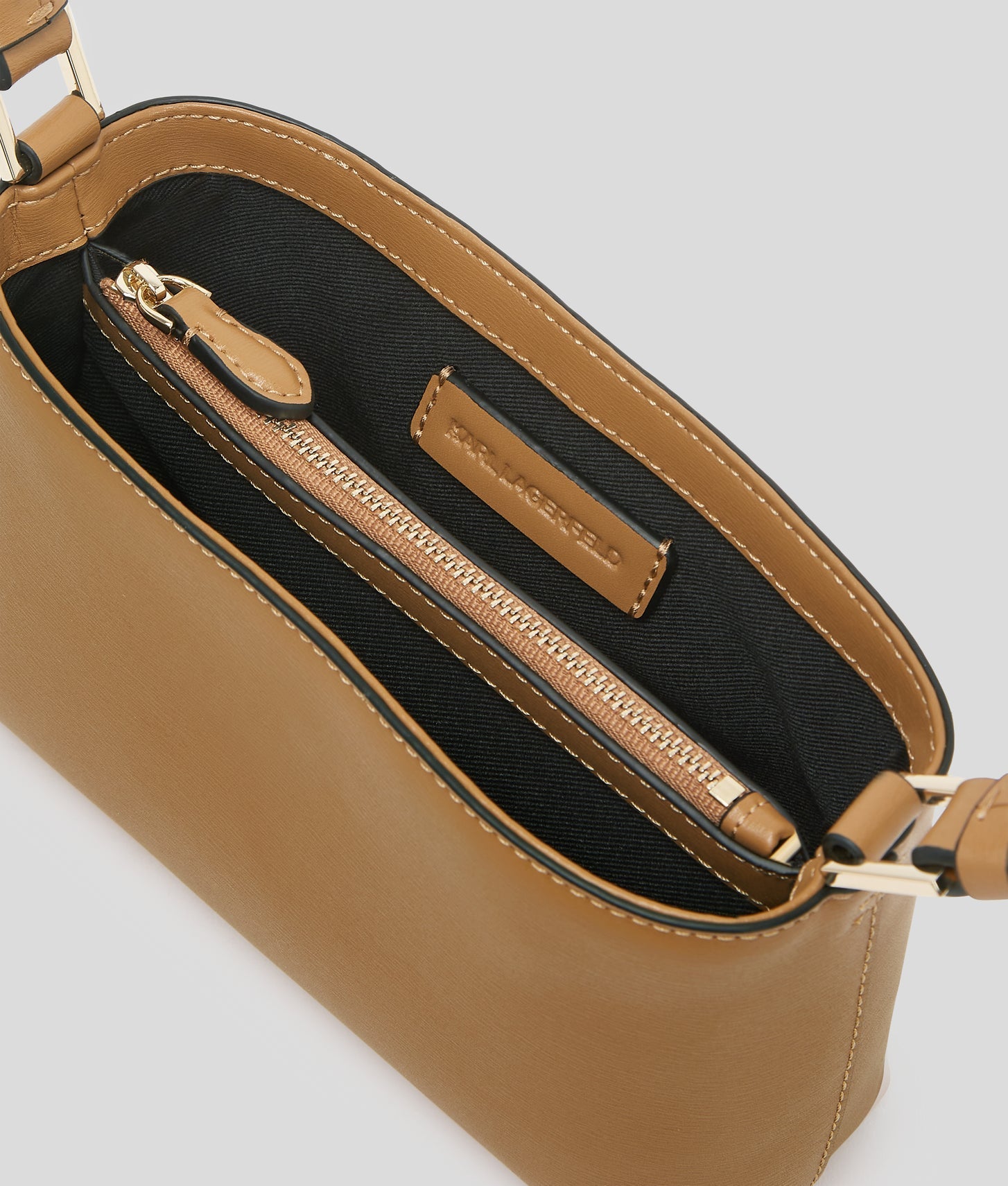KarlLagerfeld Kautograph Padlock Shoulder Pouch Caramel