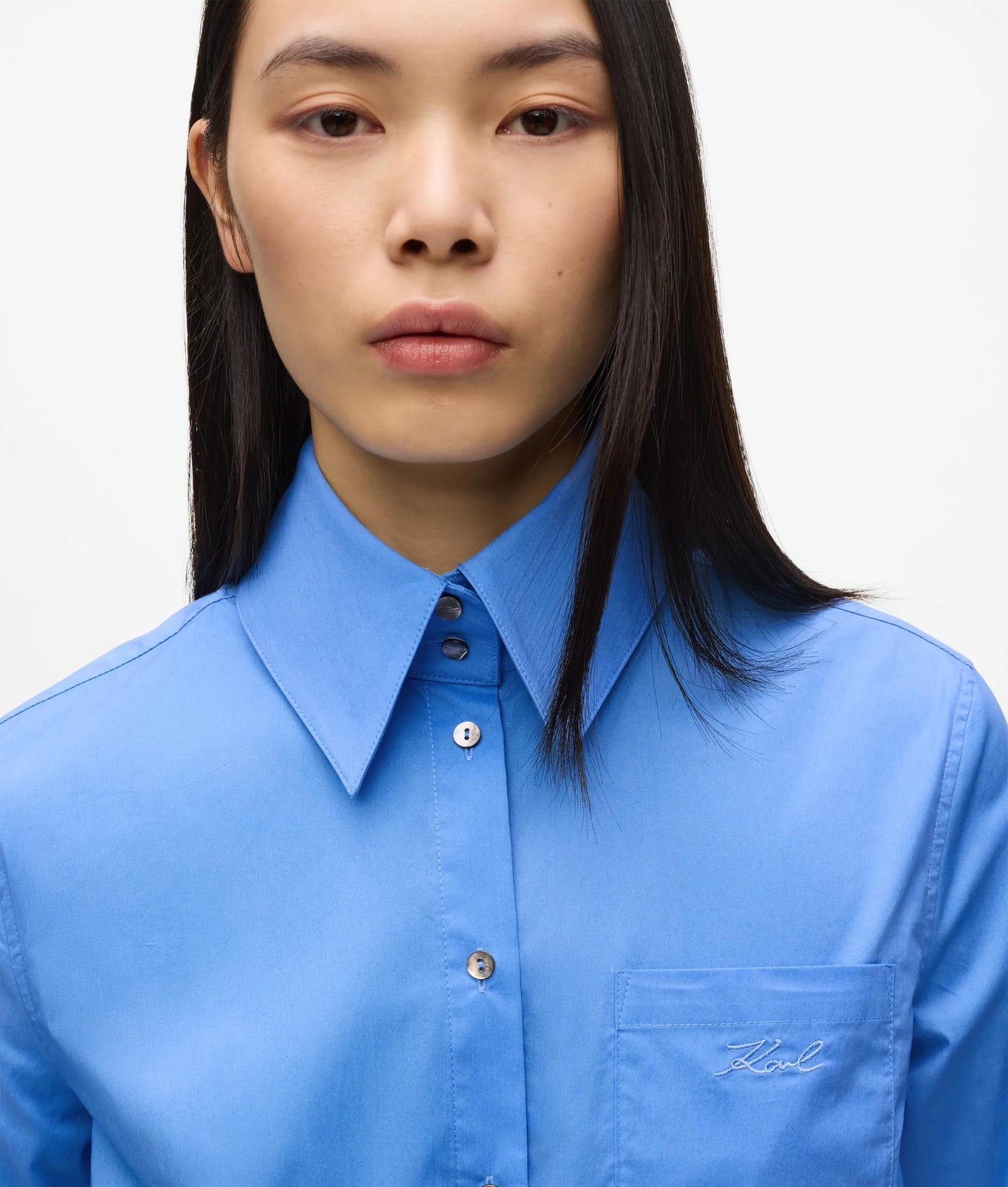 Karl Lagerfeld Poplin Blouse Silver Lake Blue