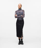 Karl Lagerfeld Lace-Up Midi Denim Skirt Stone Washed Black