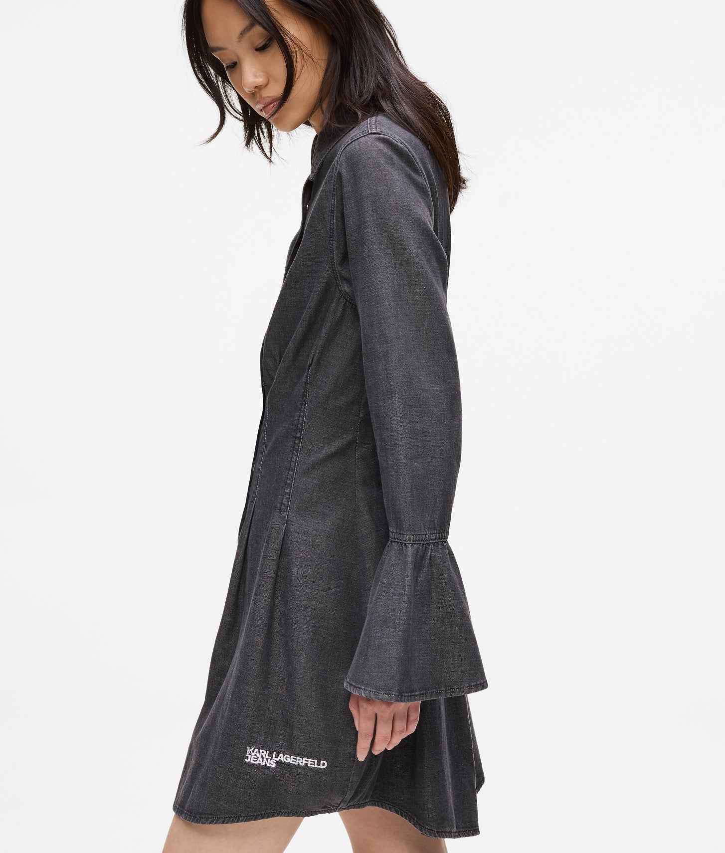 Karl Lagerfeld Flared Denim Dress Washed Black