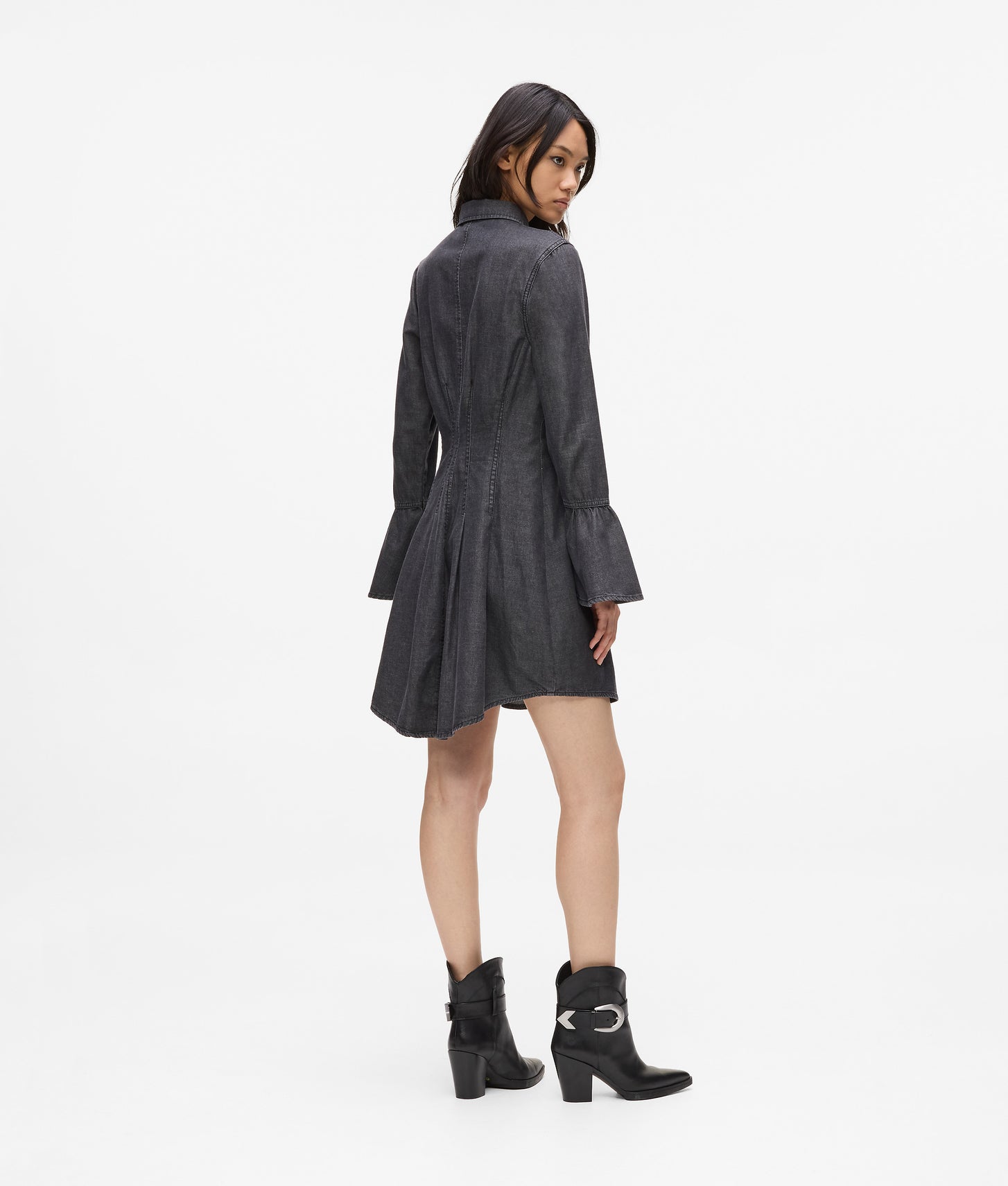 Karl Lagerfeld Flared Denim Dress Washed Black