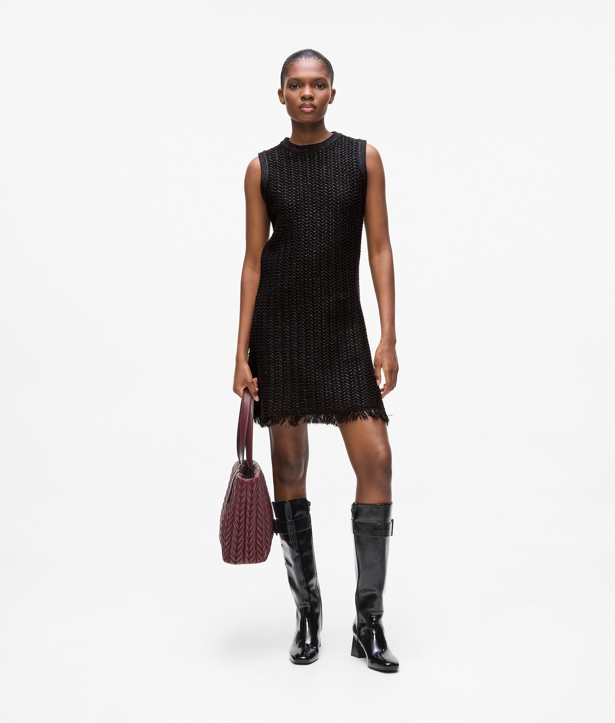 Karl Lagerfeld Textured Knit Dress Black