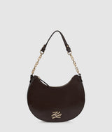 KarlLagerfeld Kautograph Glossy Moon Shoulder Bag Tobacco