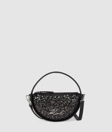 KarlLagerfeld Ksignature Sequin Round Crossbody Bag Herringbone Sequins