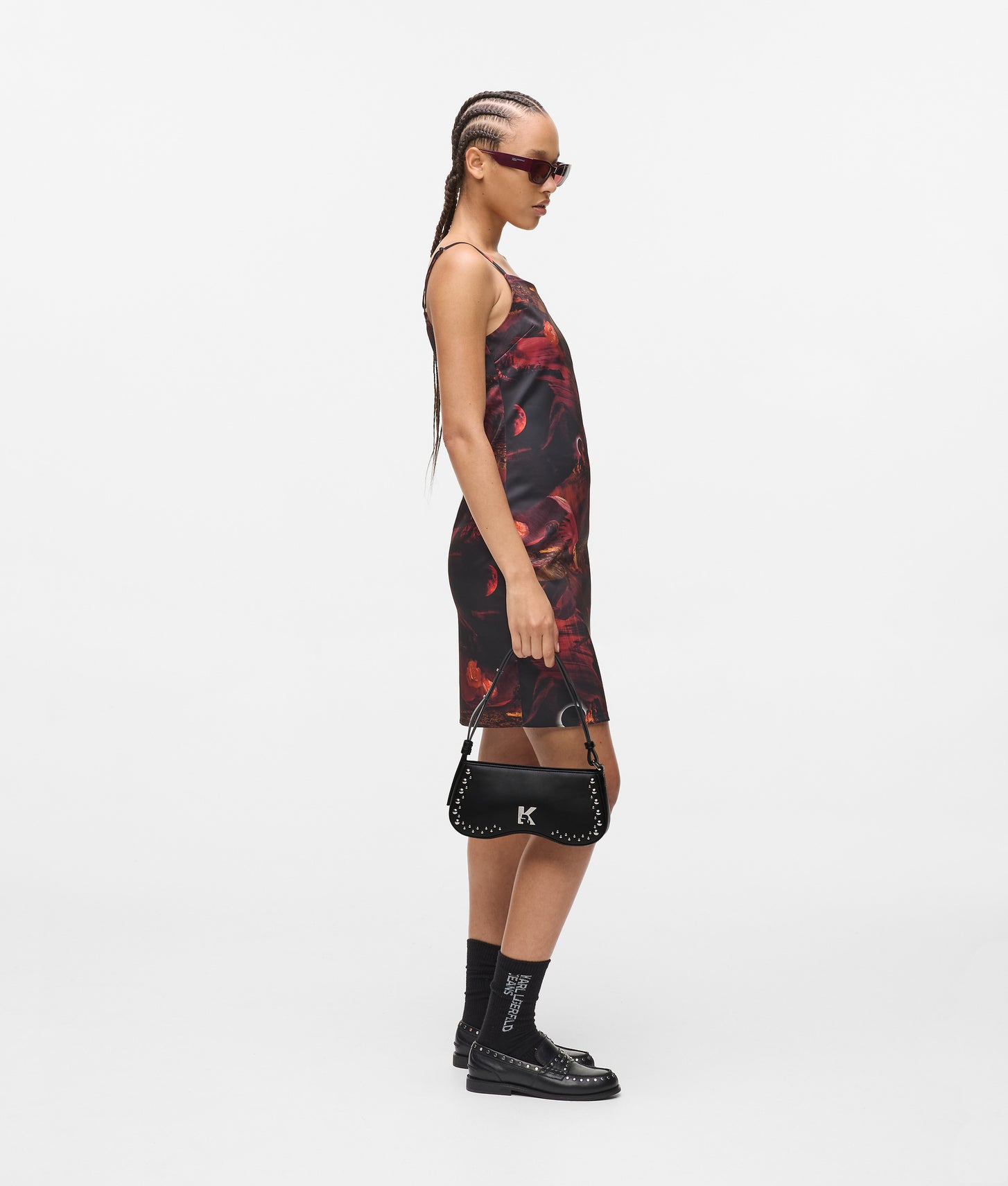 KarlLagerfeld Sunglasses Studded Shoulder Bag Black