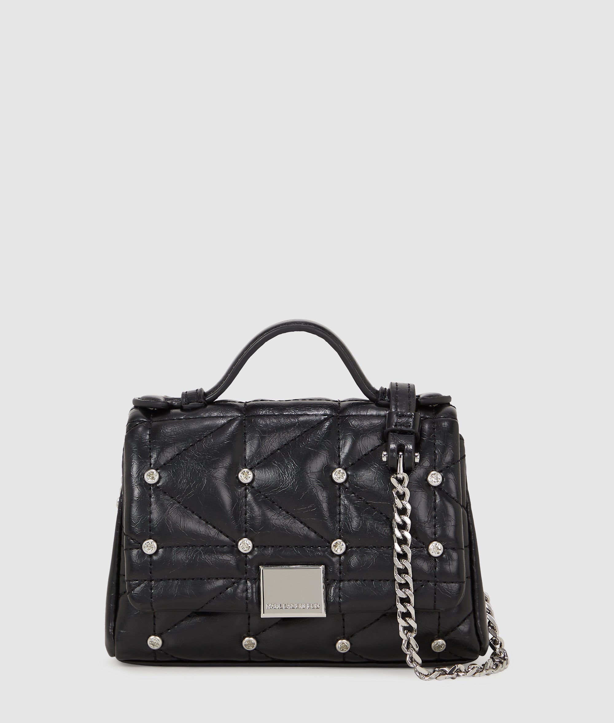 KarlLagerfeld Kkuilt Rhinestone Nano Bag Black Embellishment