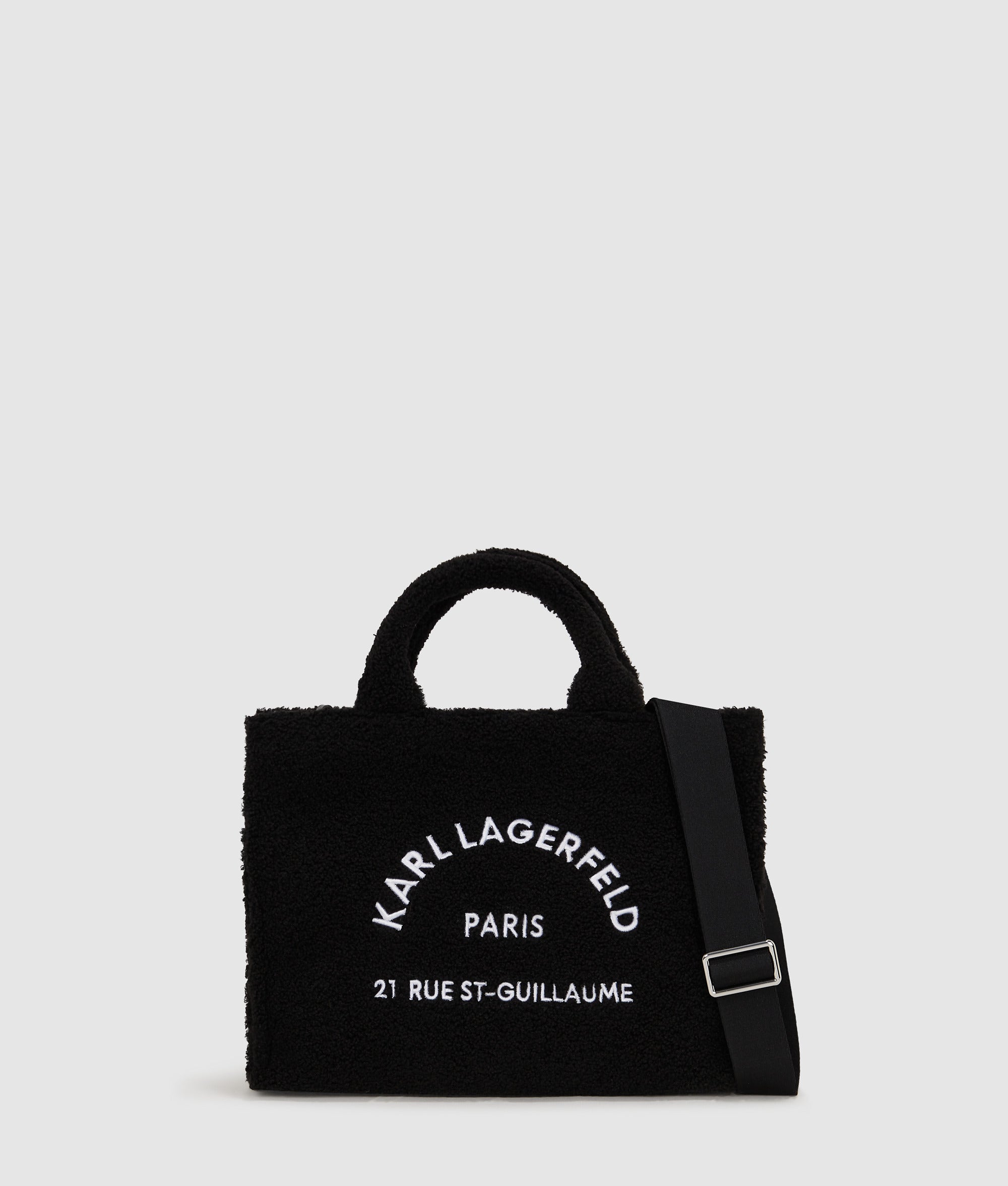 KarlLagerfeld Rue St-Guillaume Faux-Shearling Tote Bag Black