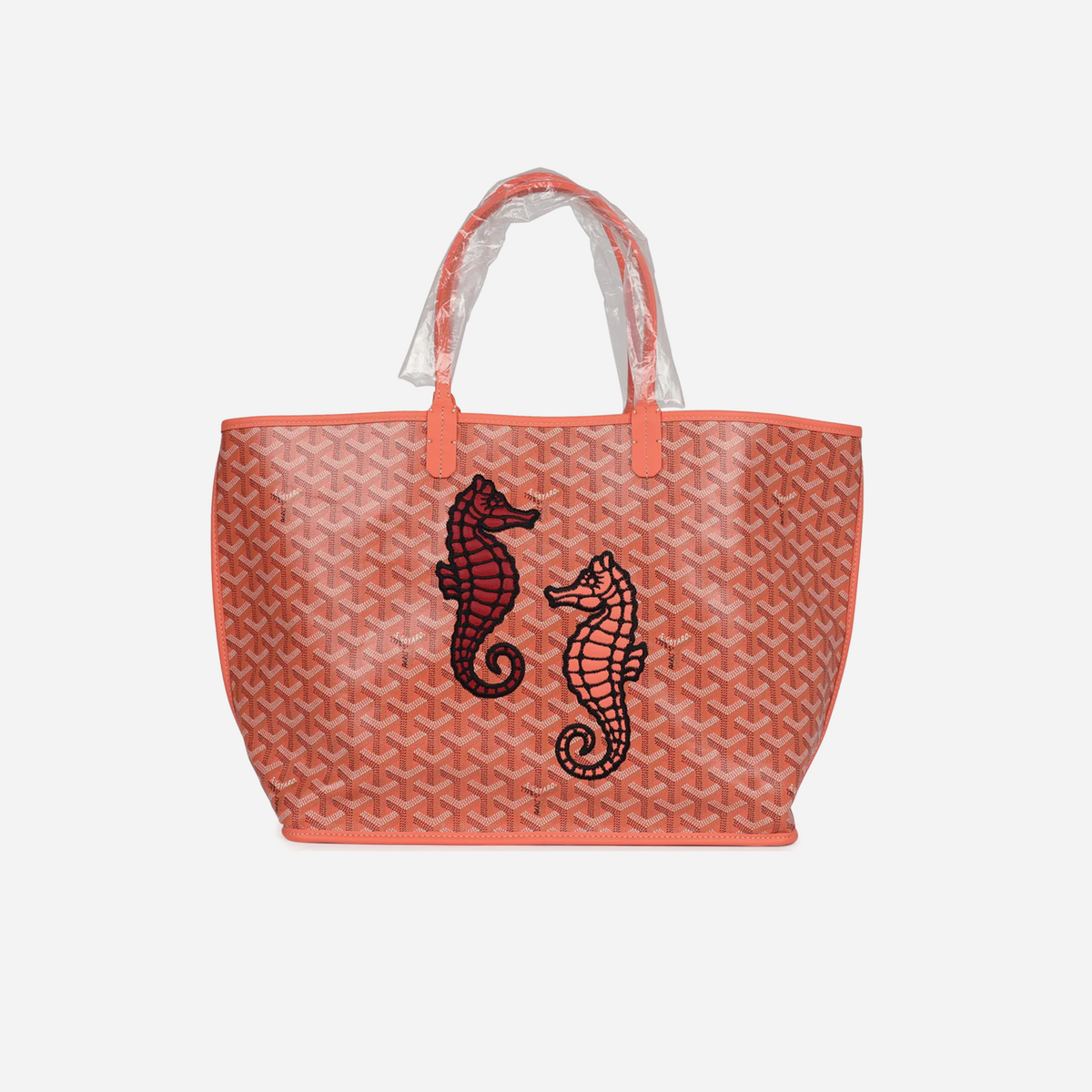 Goyard Goyardine Coral Anjou PM Embroidered Seahorse Bag Palladium Hardware